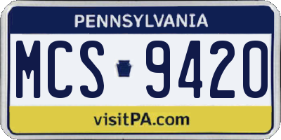 PA license plate MCS9420