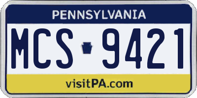 PA license plate MCS9421