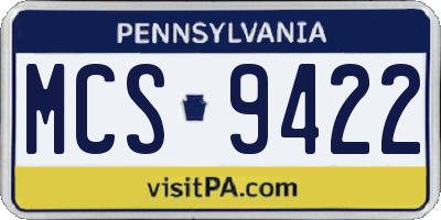 PA license plate MCS9422