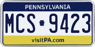 PA license plate MCS9423