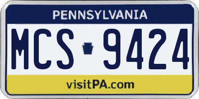 PA license plate MCS9424