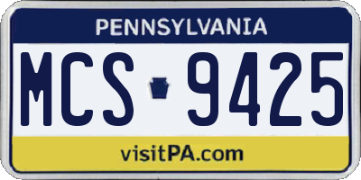 PA license plate MCS9425