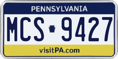 PA license plate MCS9427