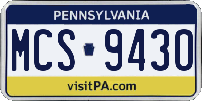PA license plate MCS9430