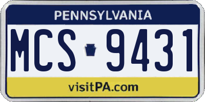PA license plate MCS9431