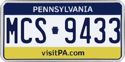 PA license plate MCS9433