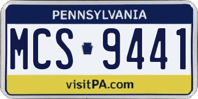 PA license plate MCS9441