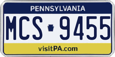 PA license plate MCS9455