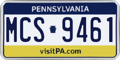 PA license plate MCS9461