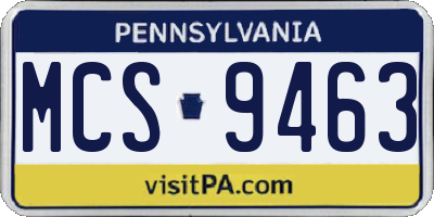 PA license plate MCS9463