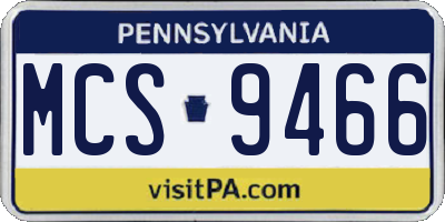 PA license plate MCS9466