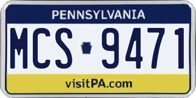 PA license plate MCS9471