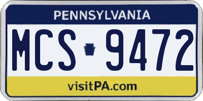 PA license plate MCS9472