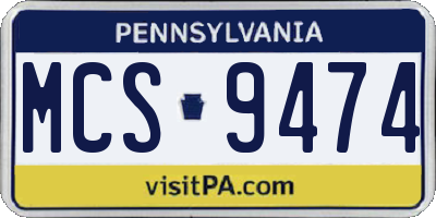 PA license plate MCS9474
