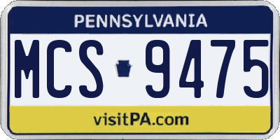 PA license plate MCS9475