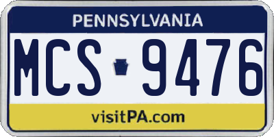 PA license plate MCS9476