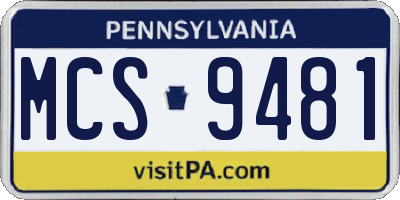 PA license plate MCS9481