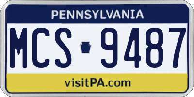 PA license plate MCS9487