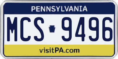 PA license plate MCS9496