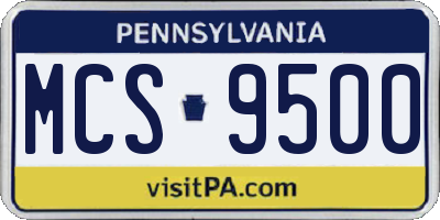PA license plate MCS9500