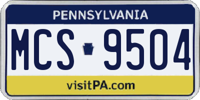 PA license plate MCS9504