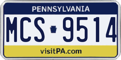 PA license plate MCS9514