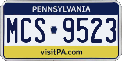 PA license plate MCS9523