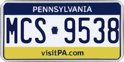 PA license plate MCS9538