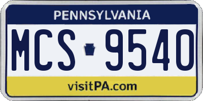 PA license plate MCS9540