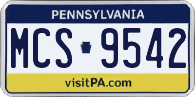 PA license plate MCS9542