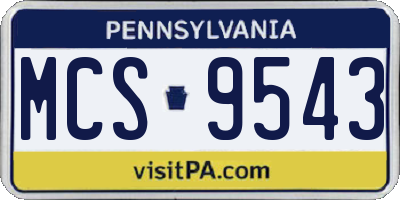 PA license plate MCS9543