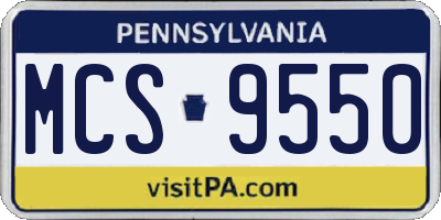 PA license plate MCS9550