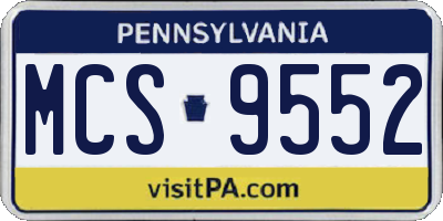 PA license plate MCS9552