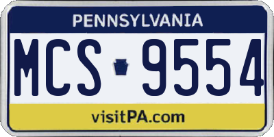 PA license plate MCS9554