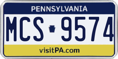 PA license plate MCS9574