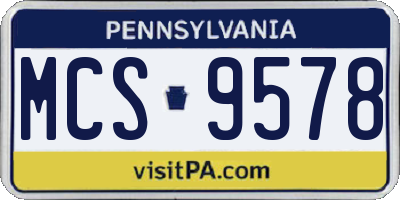 PA license plate MCS9578