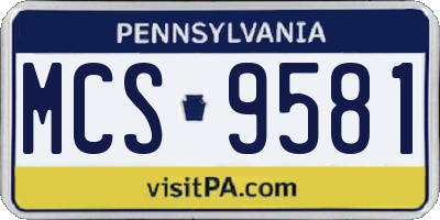 PA license plate MCS9581