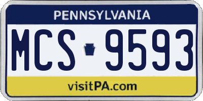 PA license plate MCS9593