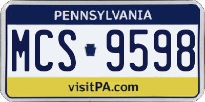 PA license plate MCS9598