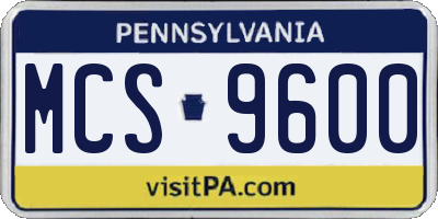 PA license plate MCS9600