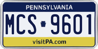 PA license plate MCS9601