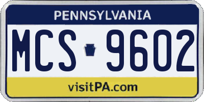 PA license plate MCS9602