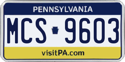 PA license plate MCS9603