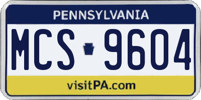 PA license plate MCS9604