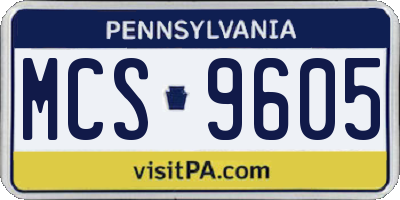 PA license plate MCS9605