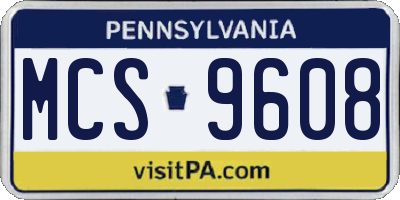 PA license plate MCS9608