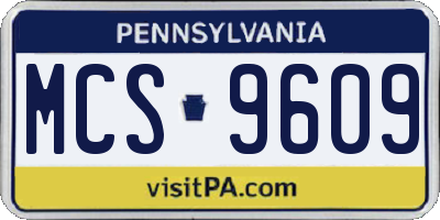 PA license plate MCS9609