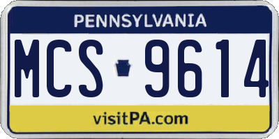 PA license plate MCS9614