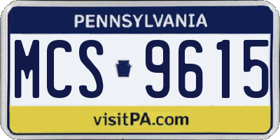 PA license plate MCS9615