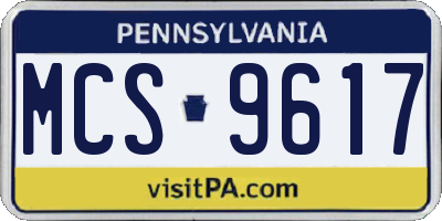PA license plate MCS9617